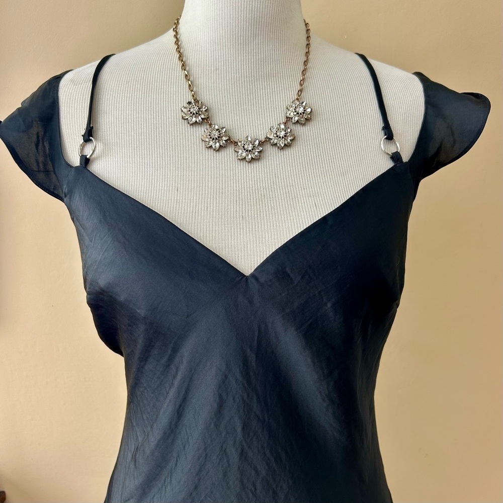 Free People Black Satin Ruffled Mini Dress Size Large L - Picture 4 of 14